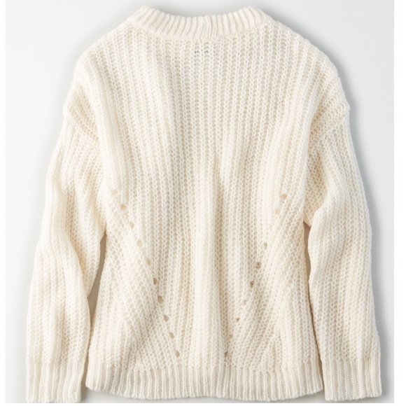 NWT AEO Oversized Slouchy Sweater OFF  WHITE - XS - Picture 4 of 11